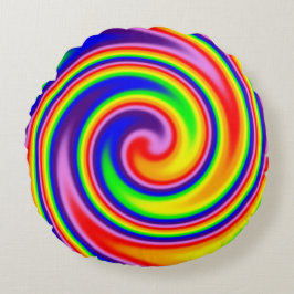 Färgglad Spiral Virvel Regnbågsfärger Glädje Rund Kudde