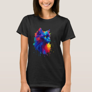 Färgglad Splash Art Bombay Katt T Shirt