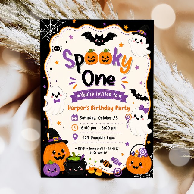 Färgglad spöklik födelsedagsfest för Halloween Inbjudningar (Skapare uppladdad)