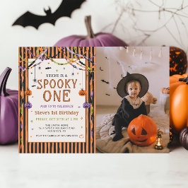 Färgglad spöklik födelsedagsfoto för Halloween Inbjudningar