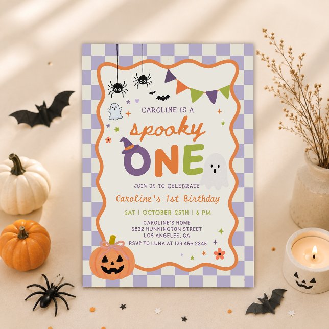 Färgglad spöklik Halloween-ande födelsedagsfest fö Inbjudningar (Skapare uppladdad)