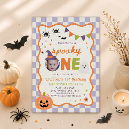 Färgglad spöklik Halloween-ande födelsedagsfest fö Inbjudningar