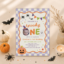 Färgglad spöklik Halloween-ande födelsedagsfest fö Inbjudningar