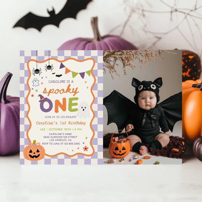 Färgglad spöklik Halloween-spöke födelsedagsfoto Inbjudningar (Skapare uppladdad)