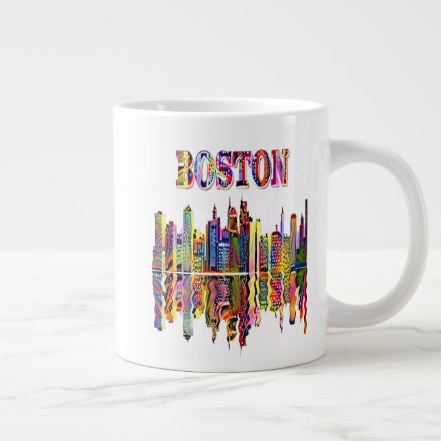 Färgglad stadsbild av Boston jättekaffemugg Jumbo Mugg (Höger)