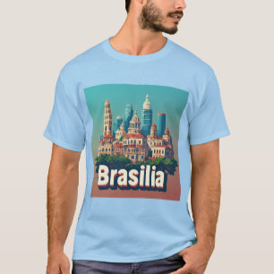 Färgglad stadsbild från Brasília med modernistisk T Shirt