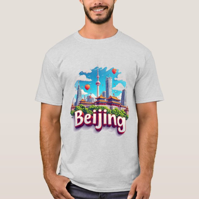 Färgglad stadssiluett i Peking T Shirt (Framsida)