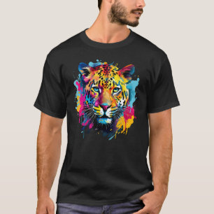 Färgglad stänk konst Jaguar vilda djur stor kattäl T Shirt