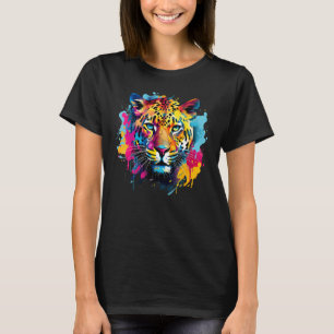 Färgglad stänkkonst Jaguar Vilda djur Stora kattäl T Shirt