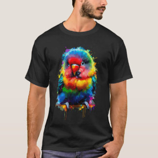 Färgglad stänkkonst Lovebird Fågelskådning T Shirt