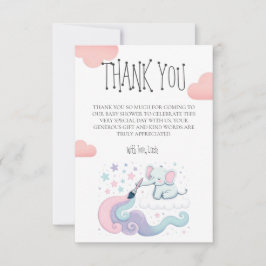 Färgglad stjärna på moln 9 Elefant Baby Shower Tack Kort