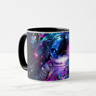 Färgglad stjärnig rymdastronaut  mugg