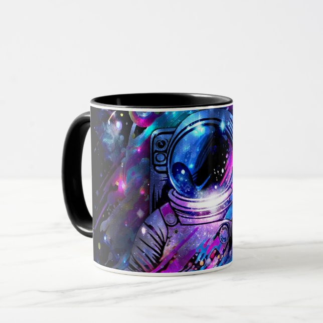 Färgglad stjärnig rymdastronaut  mugg (Framsida vänster)