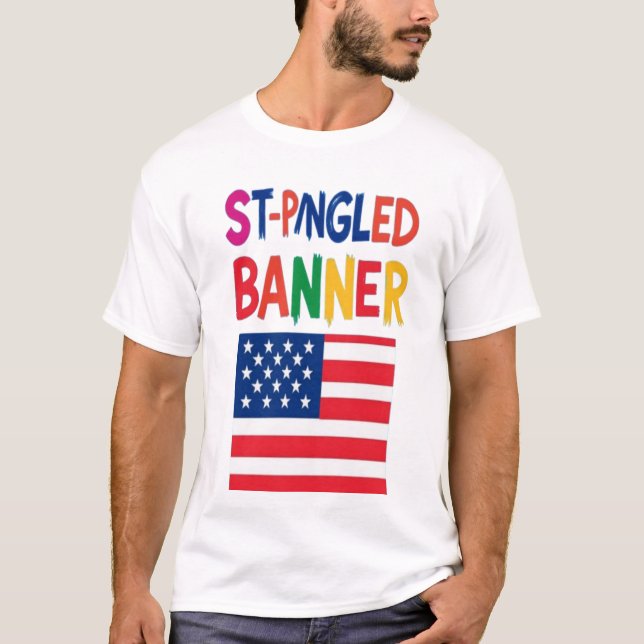 Färgglad stjärnsprängd USA-flagg T-shirt (Framsida)