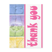 Färgglad tack-kort för baby shower
