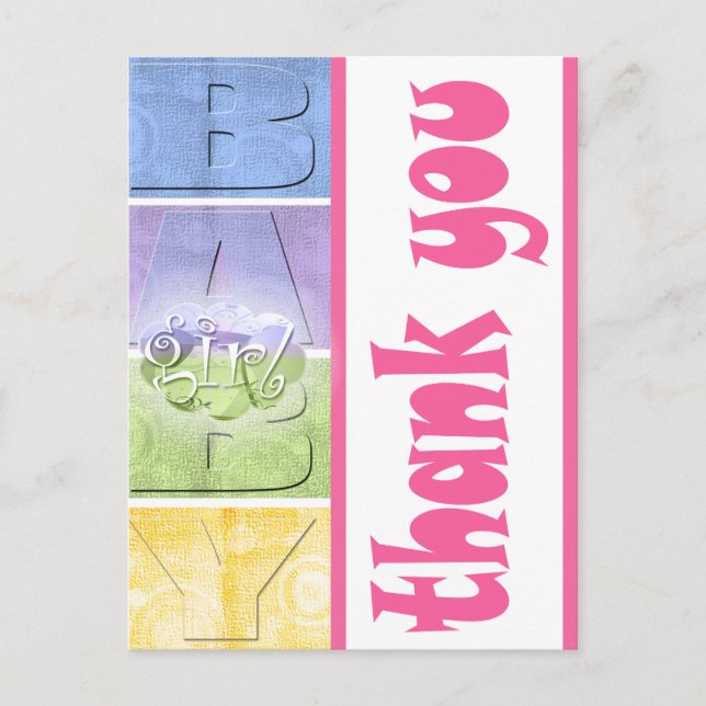 Färgglad tack-kort för baby shower vykort (Framsida)