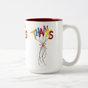 Färgglad "Tack" stavade ballonger Tack Choklad Mug Två-Tonad Mugg