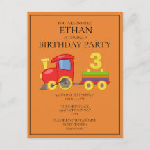 Färgglad tåg på orange barnets 3-årsdag