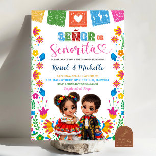 Färgglad Talavera Mexikansk Señor eller Señorita Inbjudningar
