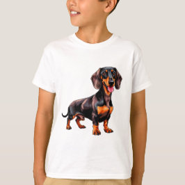 Färgglad Tecknad Dackel T Shirt