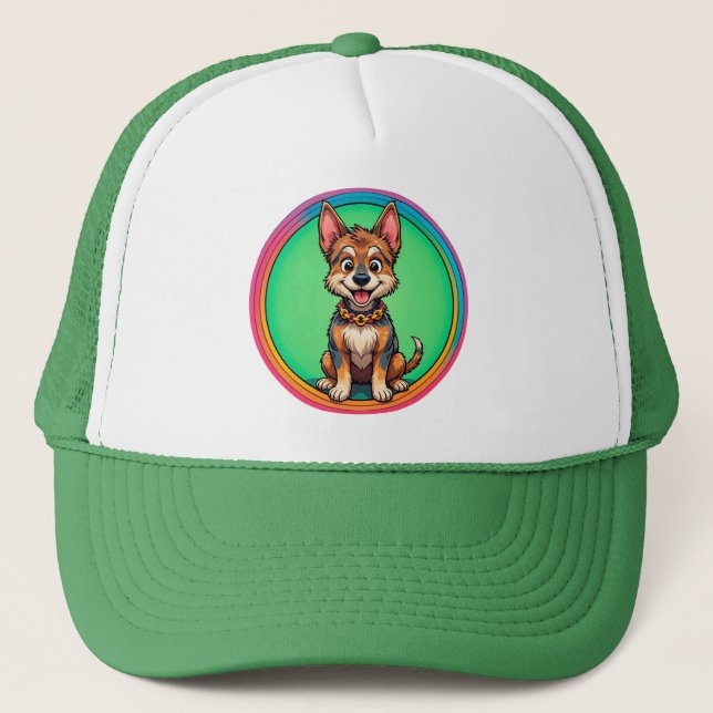 Färgglad Tecknad Glad Hund Keps (Framsida)