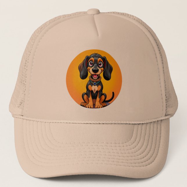 Färgglad Tecknad Glad Hund Keps (Framsida)