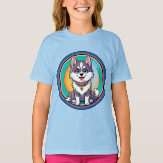 Färgglad Tecknad Glad Hund T Shirt