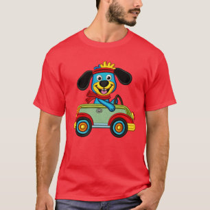 Färgglad Tecknad Hund Kör Bil Lekfull Och Rolig b T Shirt