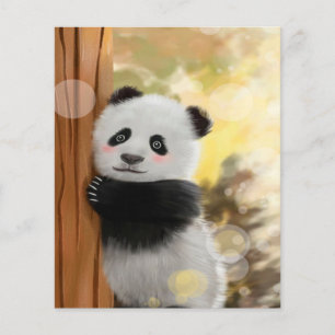 Färgglad Tecknad Panda Roligt Knyttet Present Flygblad