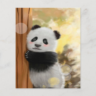 Färgglad Tecknad Panda | Roligt Knyttet Present Flygblad