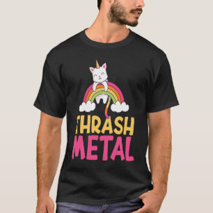 Färgglad Thrash Metal Regnbåge Katt Enhörning Unik T Shirt