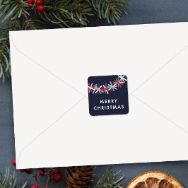 Färgglad Tinselgirlang Glad Jul Klistermärke