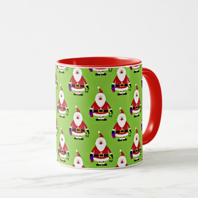 Färgglad tomte, röd trimning, mugg (Framsida höger)