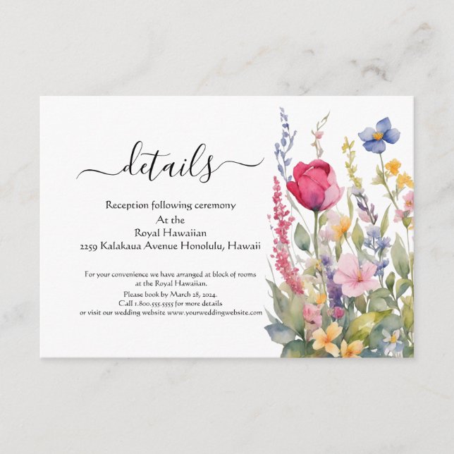 Färgglad trädgård Boho vilda blommor kuvertkort Tilläggskort (Framsida)