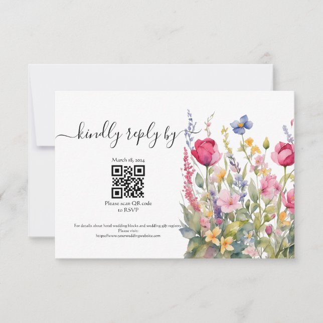 Färgglad Trädgård Boho Vildblomma RSVP-kort OSA Kort (Framsida)