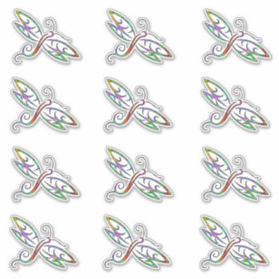 Färgglad trollsländestickerset om 12 klistermärken