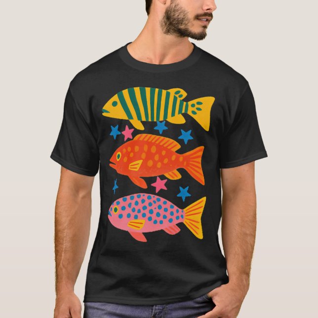 Färgglad tropisk fisk t shirt (Framsida)