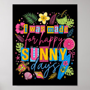 Färgglad tropisk sommar glad citat strand surf poster