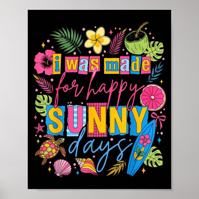 Färgglad tropisk sommar glad citat strand surf poster (Framsidan)