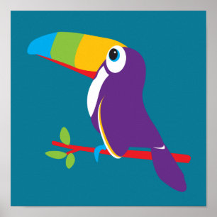 Färgglad tukan grafisk barnkammare konst poster