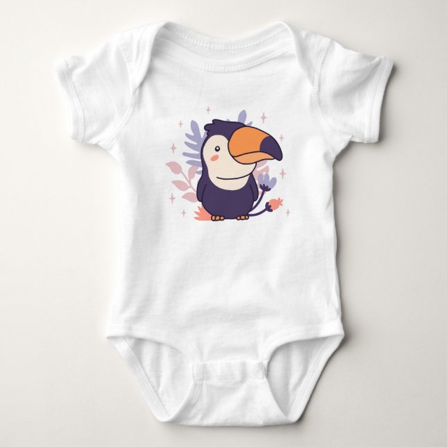 Färgglad Tukan Tecknad Film T Shirt (Framsida)