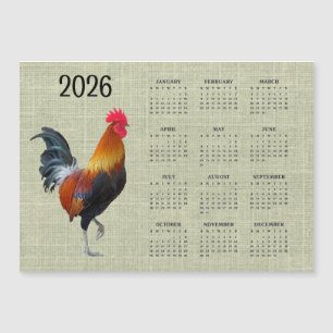 Färgglad Tupp 2026 Kalender Magnetkort