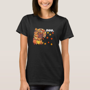 Färgglad Turkiet Ko Ljud Tacksgiving Höstlöv T Shirt