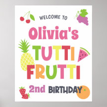 Färgglad Tutti Frutti Födelsedagsfest Välkommen