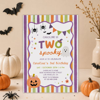 Färgglad Två Skumma Halloween Spöke 2-års Födelsed Inbjudningar