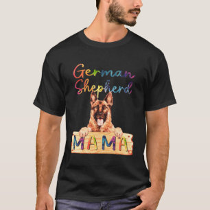 Färgglad tysk schäfer mamma hundmamma t shirt