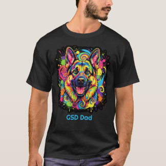 Färgglad tysk schäferhund GSD Pappa T Shirt