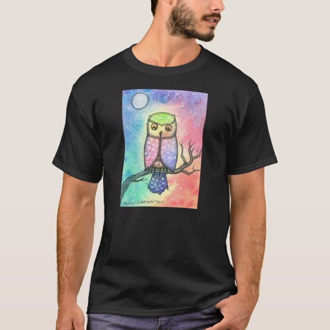 Färgglad uggla skjorta t shirt (Framsida)