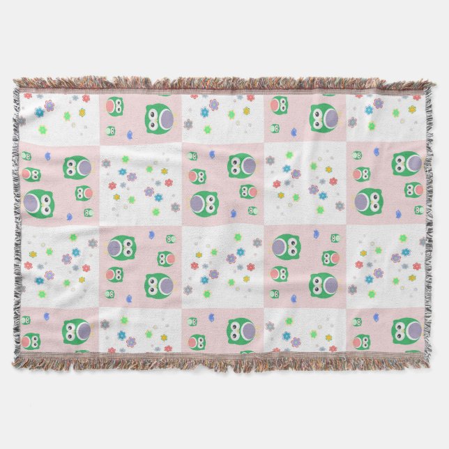 Färgglad ugglamönsterför barn filt (Framsidan)