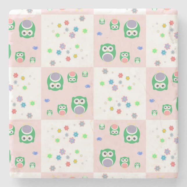 Färgglad ugglamönsterför barn underlägg sten (Framsidan)